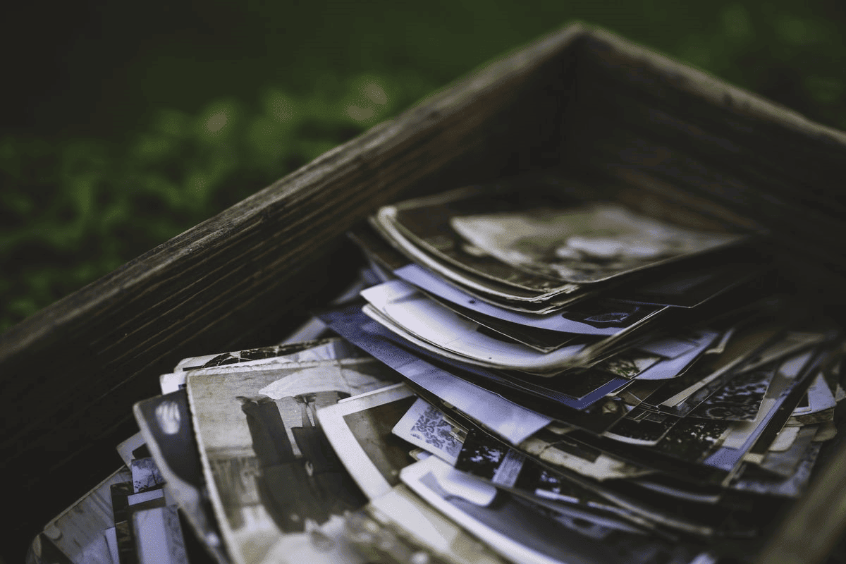 Drawer full of family photos