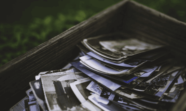 Drawer full of family photos